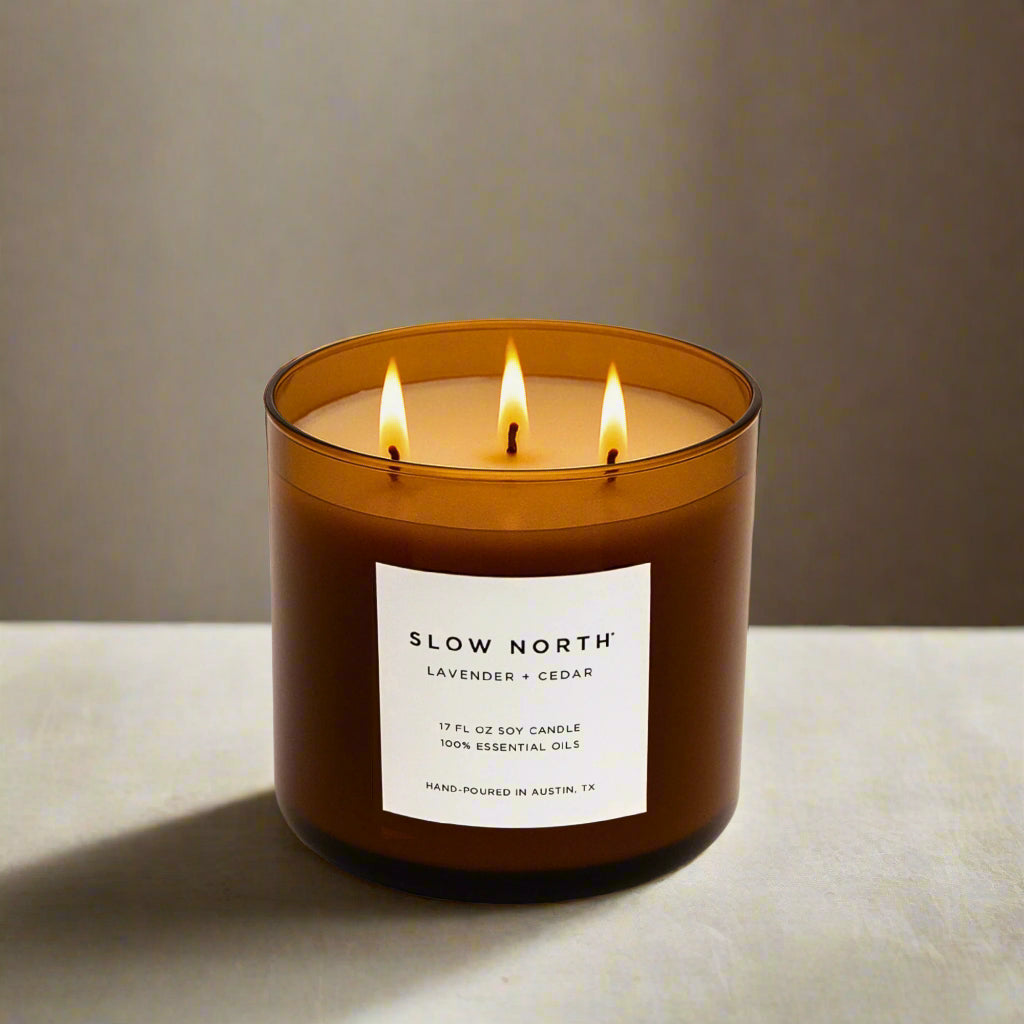 Lavender + Cedar Large Non-Toxic Candle for Home by Slow North