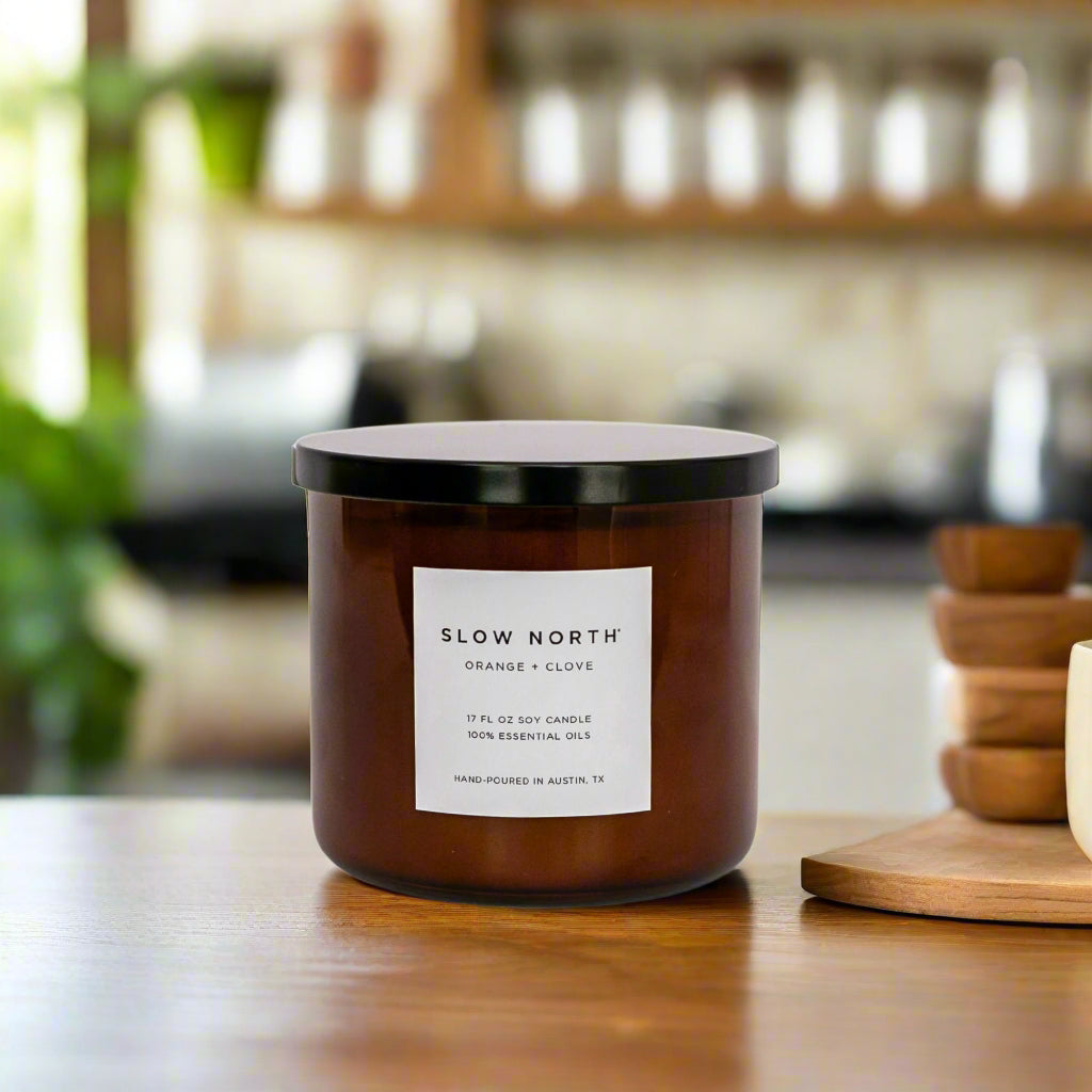 Large Natural Candle with Black Lid by Slow North