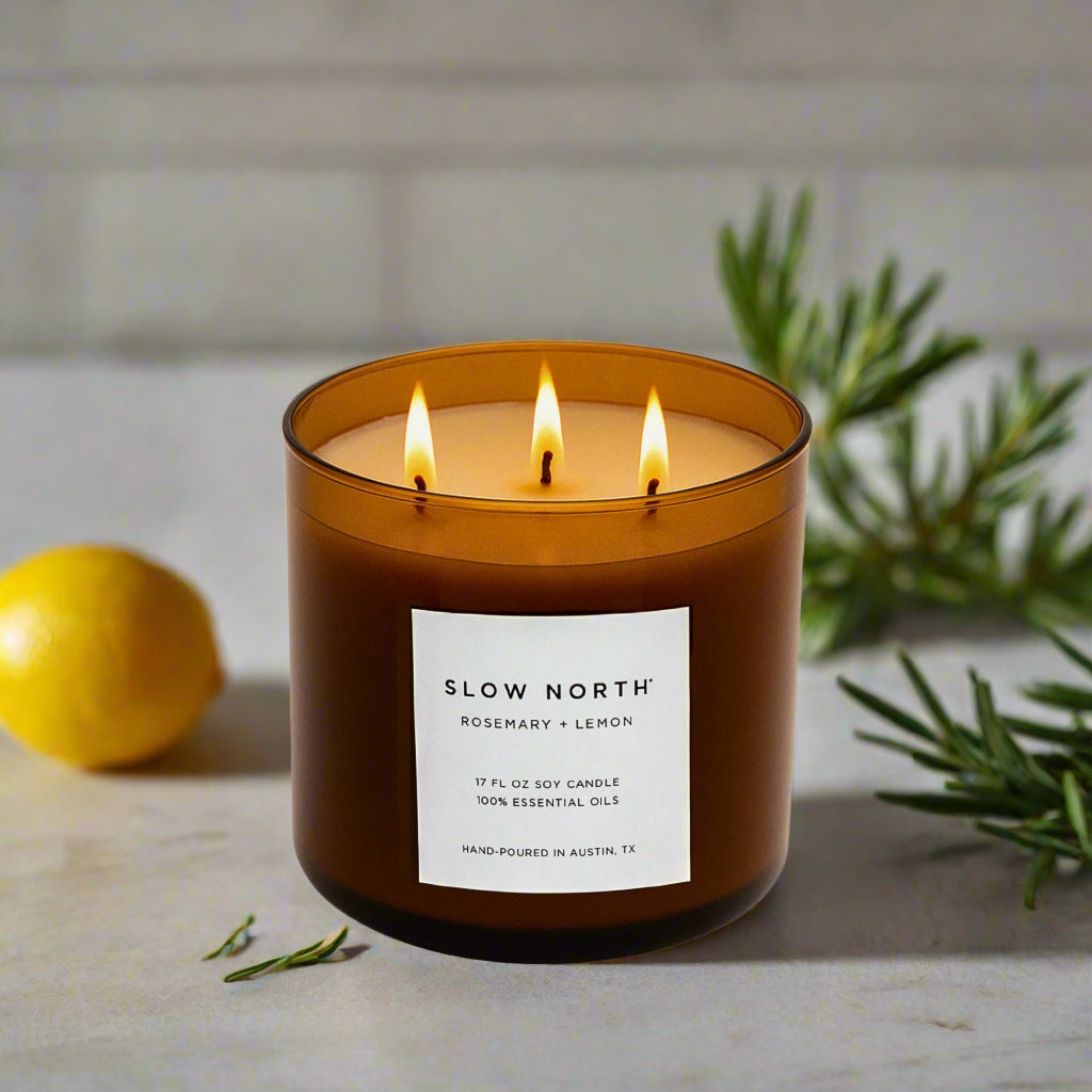 Rosemary and Lemon Scented Kitchen Candle with Essential Oils