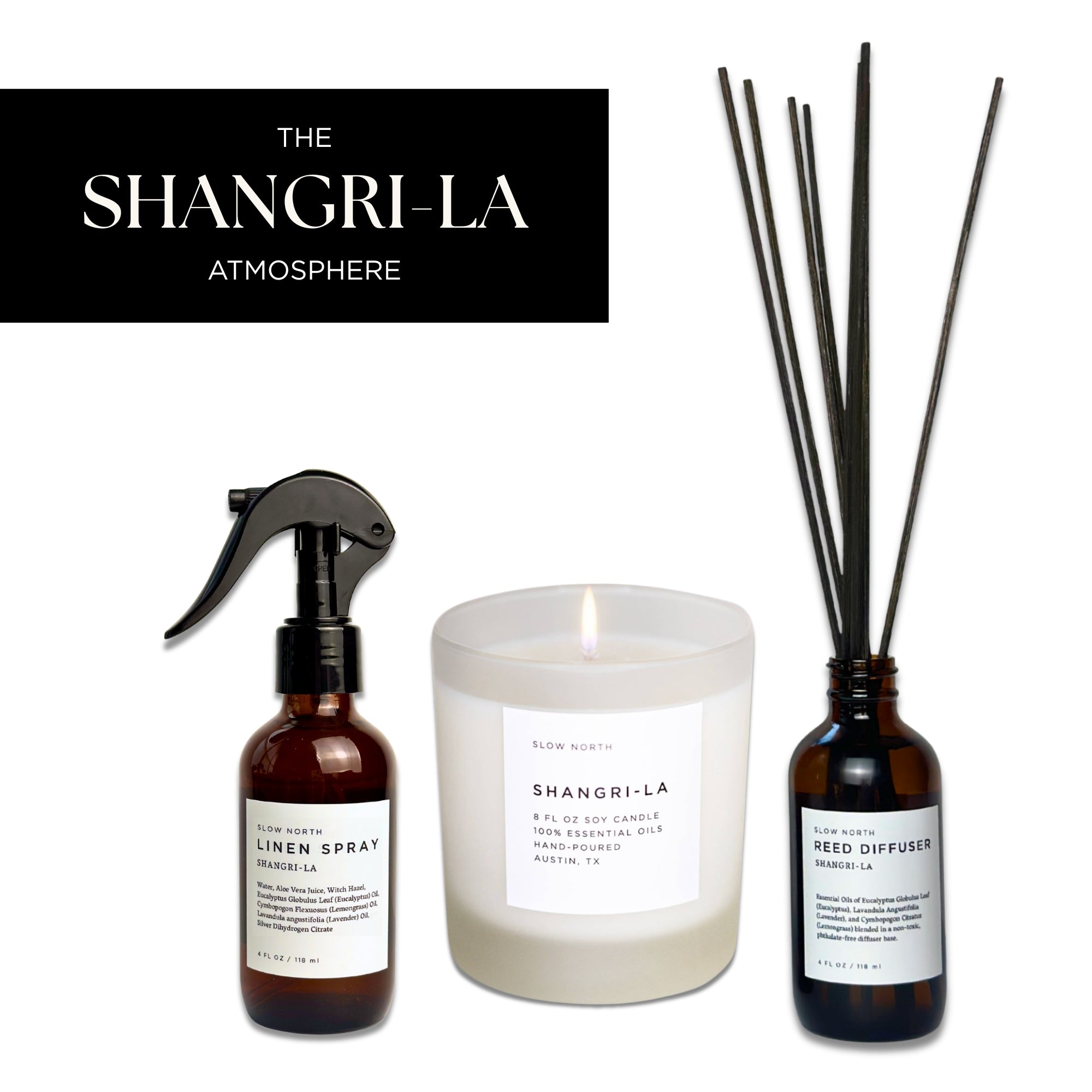 Bundle set of Linen Spray, candle and reed diffuser.
