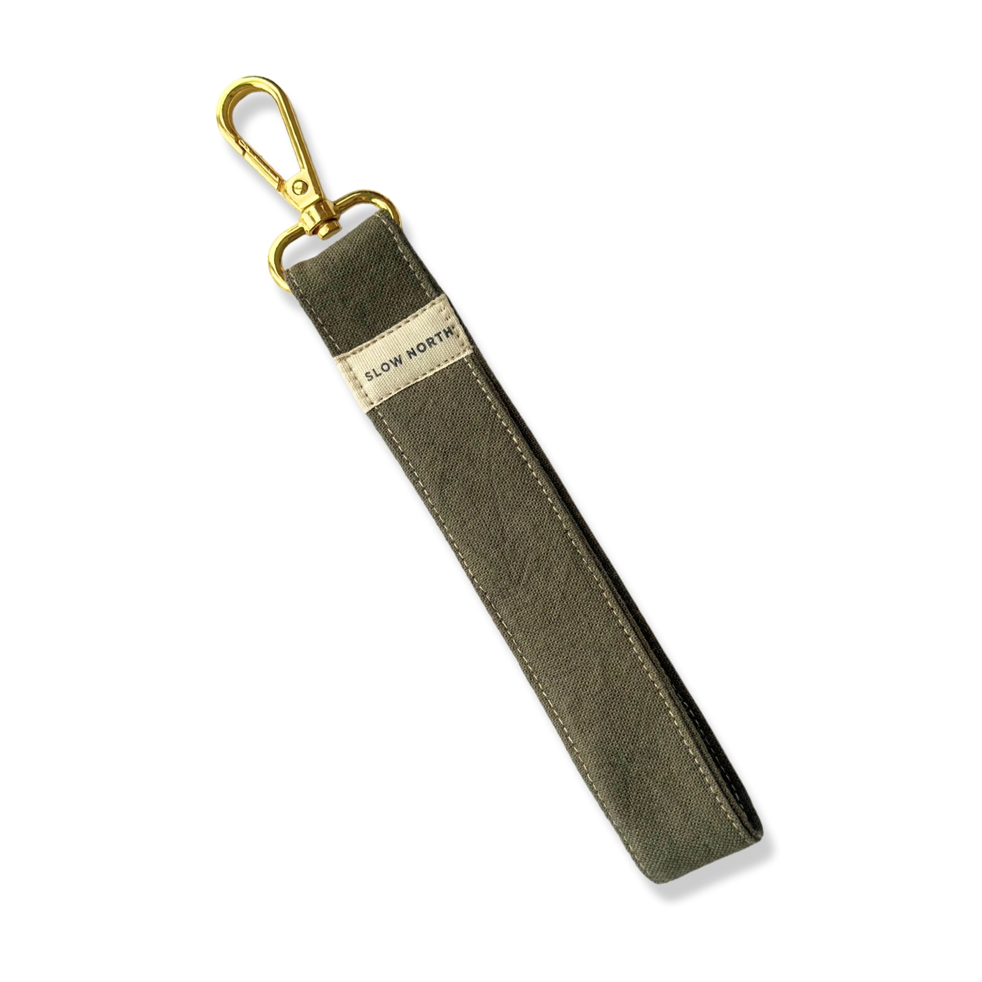 Wristlet Keychain Gender Neutral Olive Linen