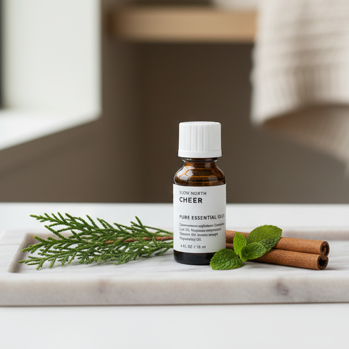 essential oil diffuser blend with cinnamon, cypress and peppermint