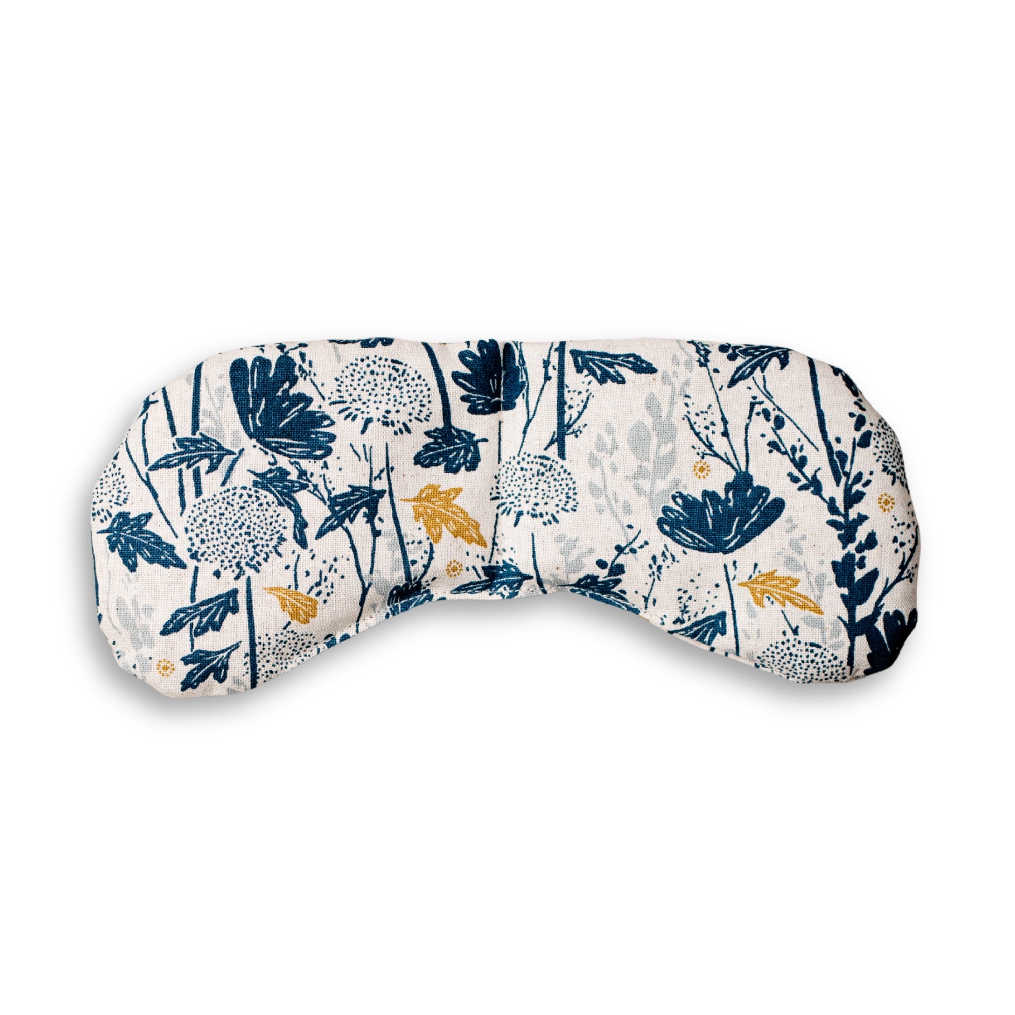Floral-patterned weighted eye pillow on a white background