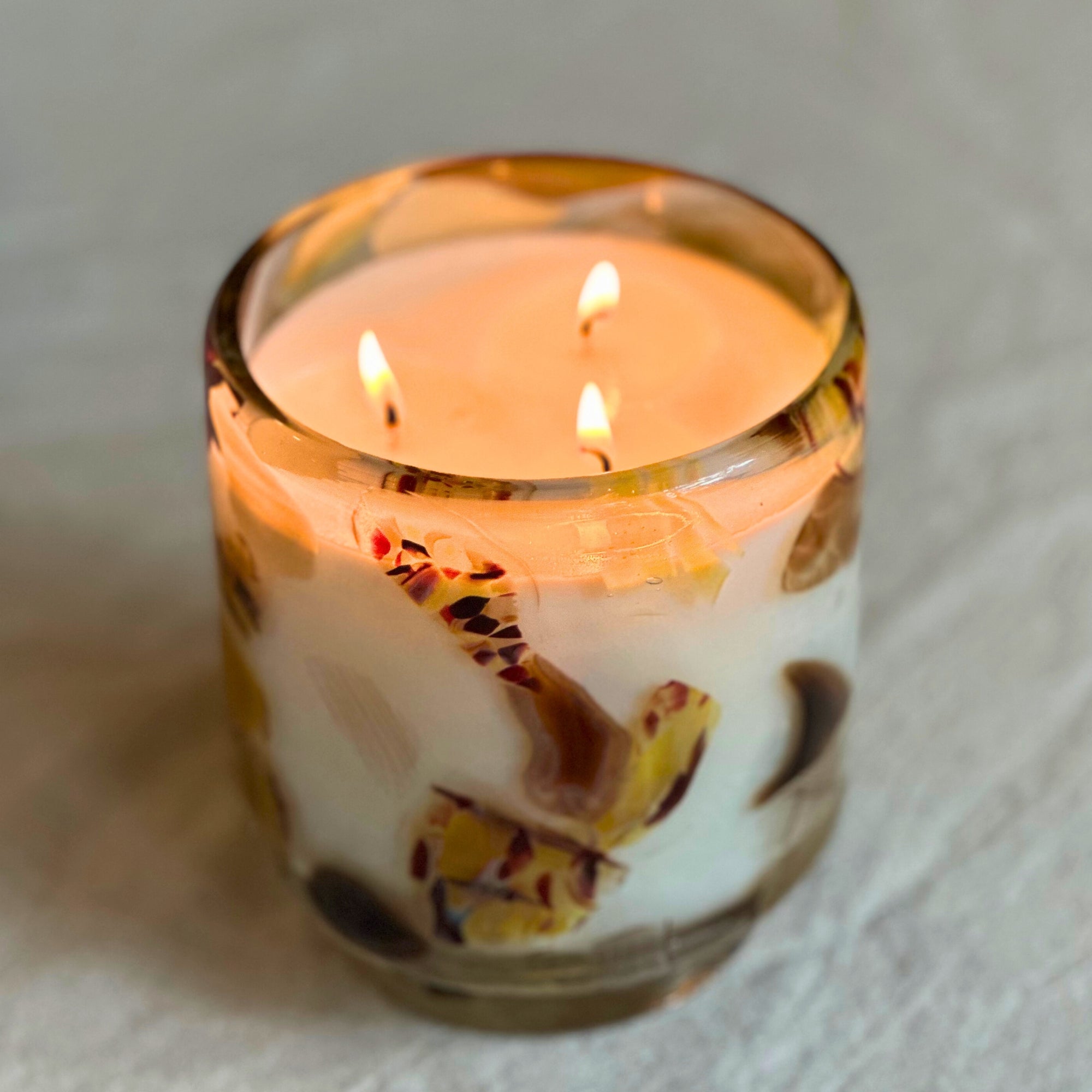 Handblown glass candle vessel