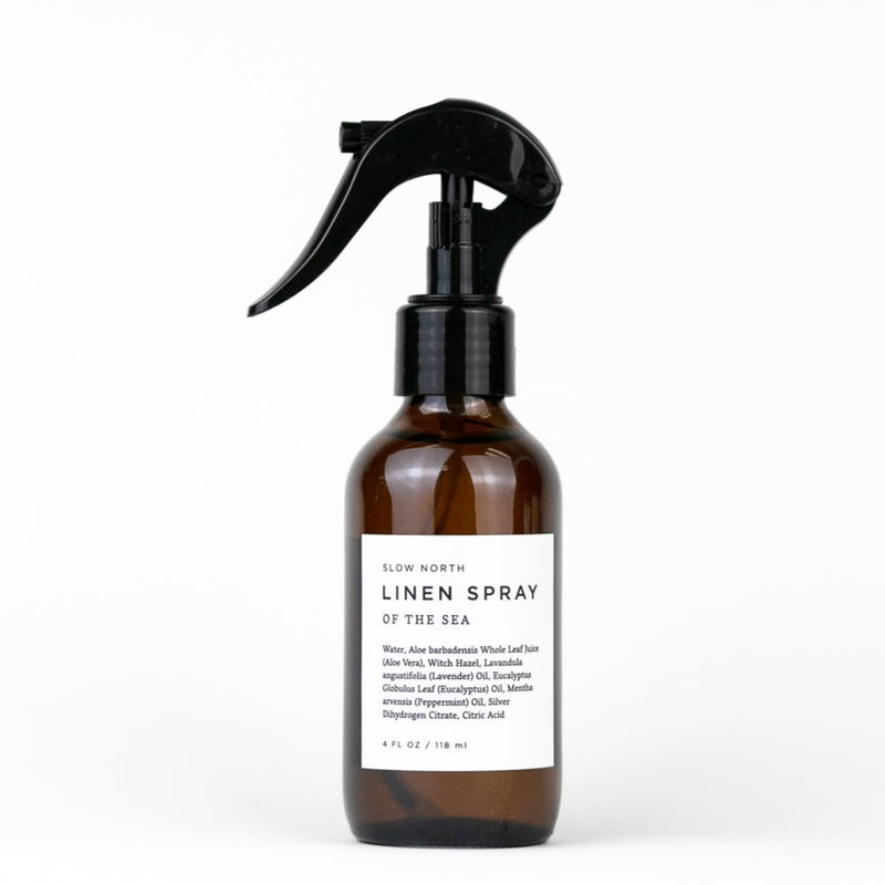 Linen Spray - Of The Sea in 4 ounce amber bottle by Slow North