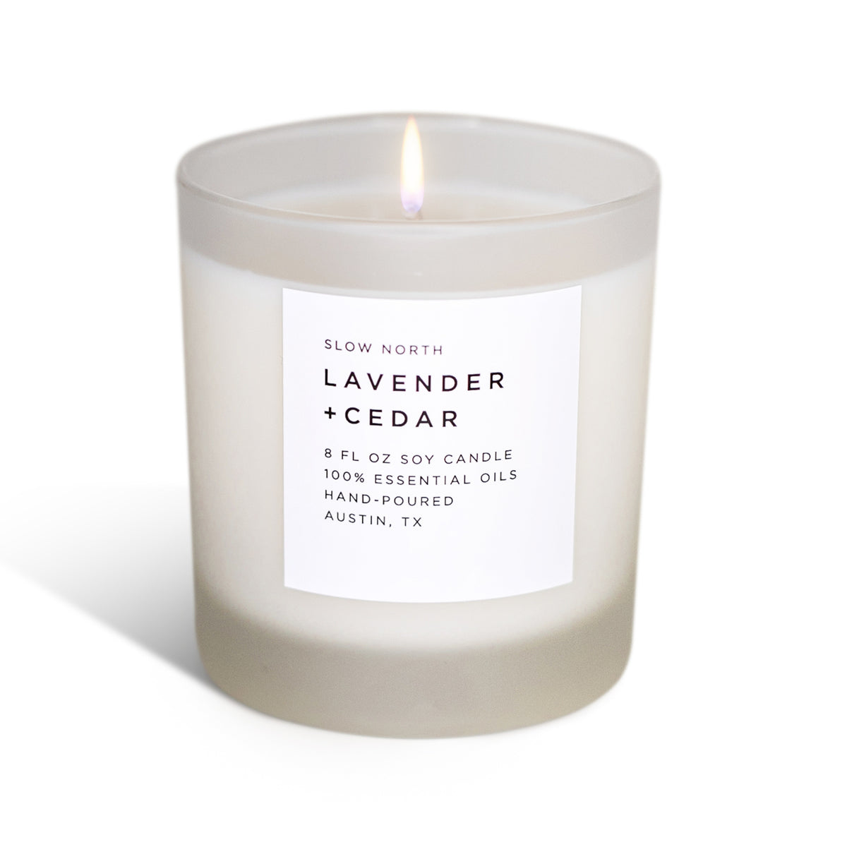 Lavender + Cedar Soy Candle with 100% Essential Oils