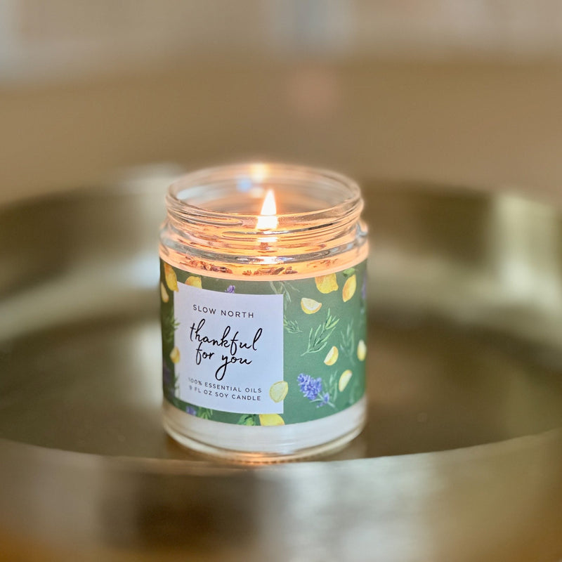 a perfect gift for mom - the thankful for you candle burning