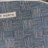 black and white cross hatch pattern on cotton canvas fabric, slow north haystack patter