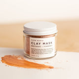 Beetroot + Turmeric Clay Mask .75 ounce in clear glass jar with white lld. By Slow North