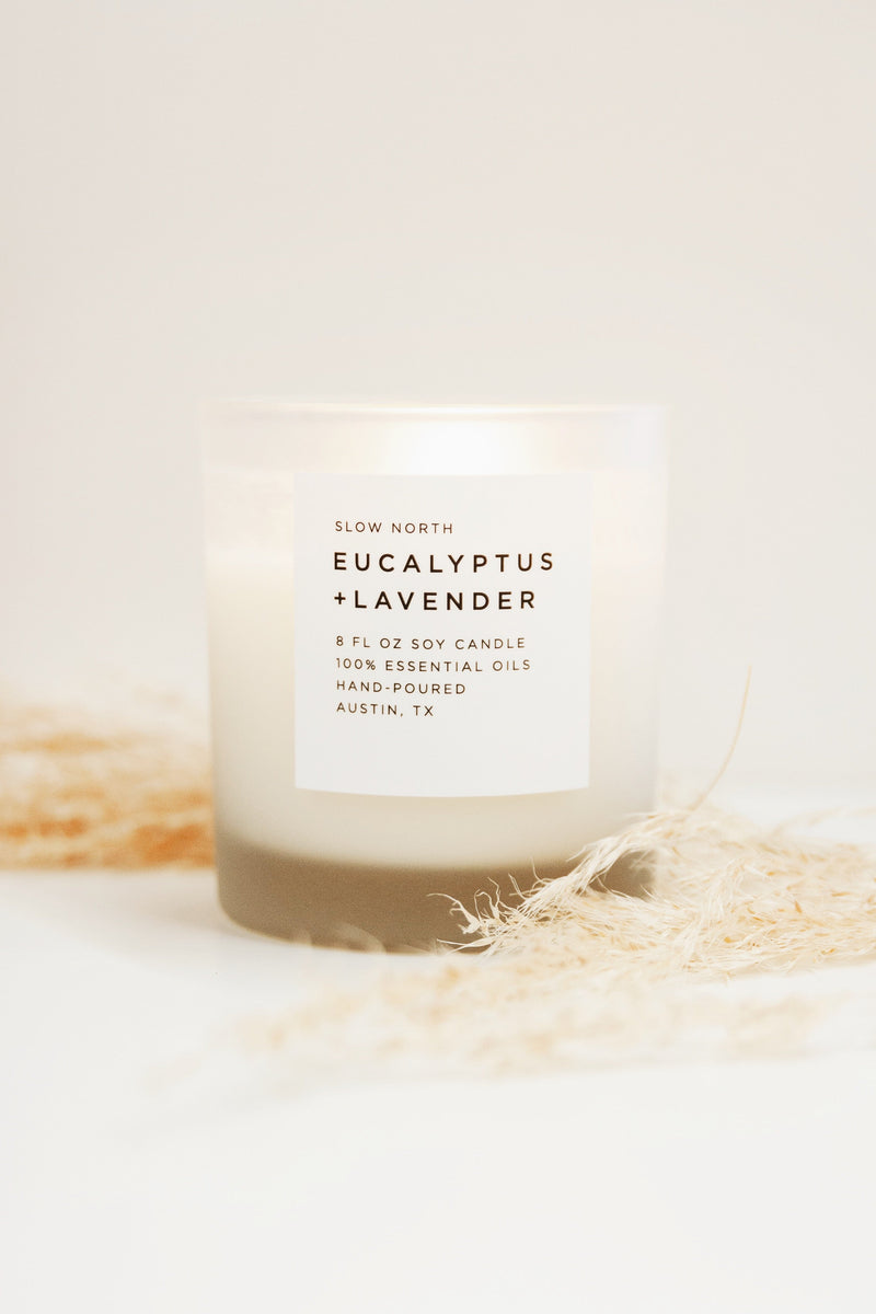 Lavender + Cedar Soy Candle with 100% Essential Oils – Slow North