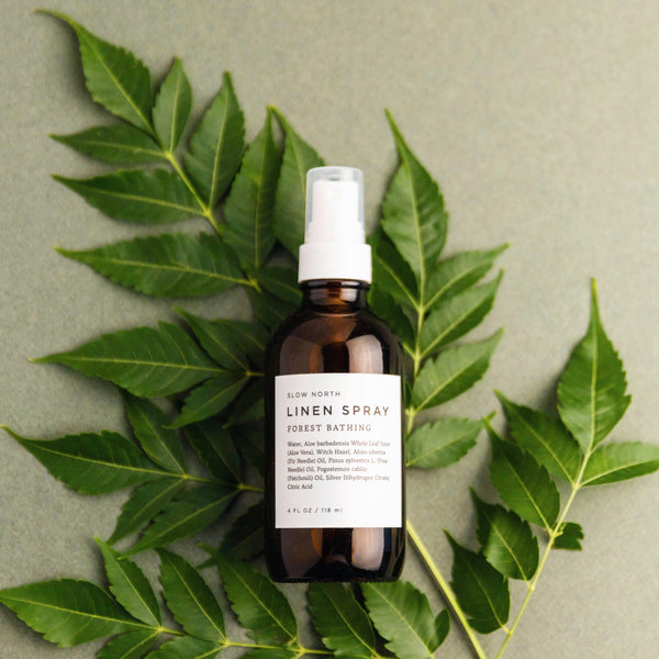 Linen Spray - Forest Bathing in 4 ounce amber bottle by Slow North