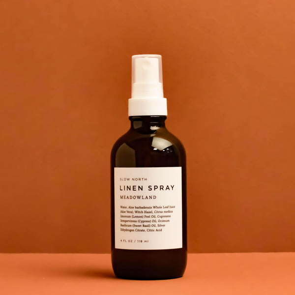 Linen Spray - Meadowland in 4 ounce amber bottle by Slow North