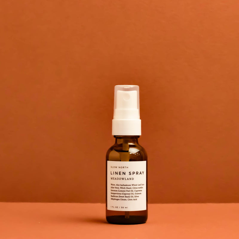 Mini Linen Spray - Meadowland in 1 ounce amber bottle by Slow North