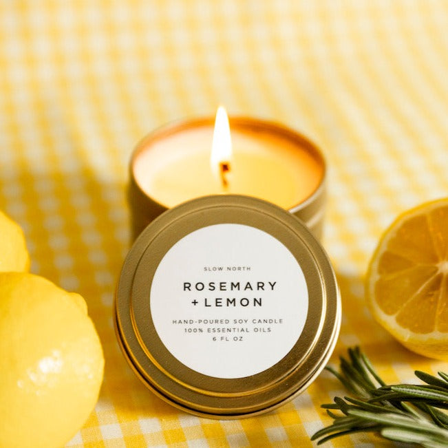 Rosemary + Lemon Mini Soy Candle - Thumbnail 4